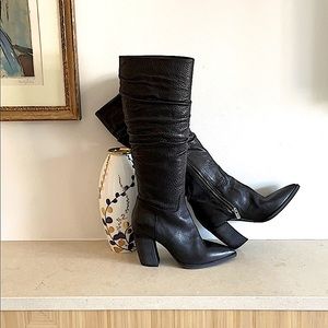 NWOT, knee high black leather dress boots